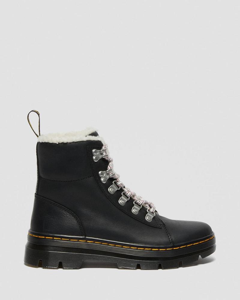 Black Women's Dr Martens Combs Faux Shearling Lined Ankle Boots | CA 47KOR